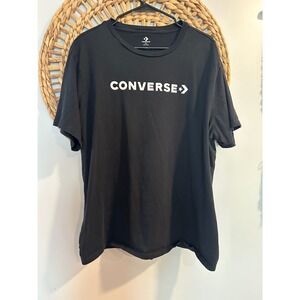 Converse Mens Graphic Logo T-Shirt Black Short Sleeve Crewneck XL